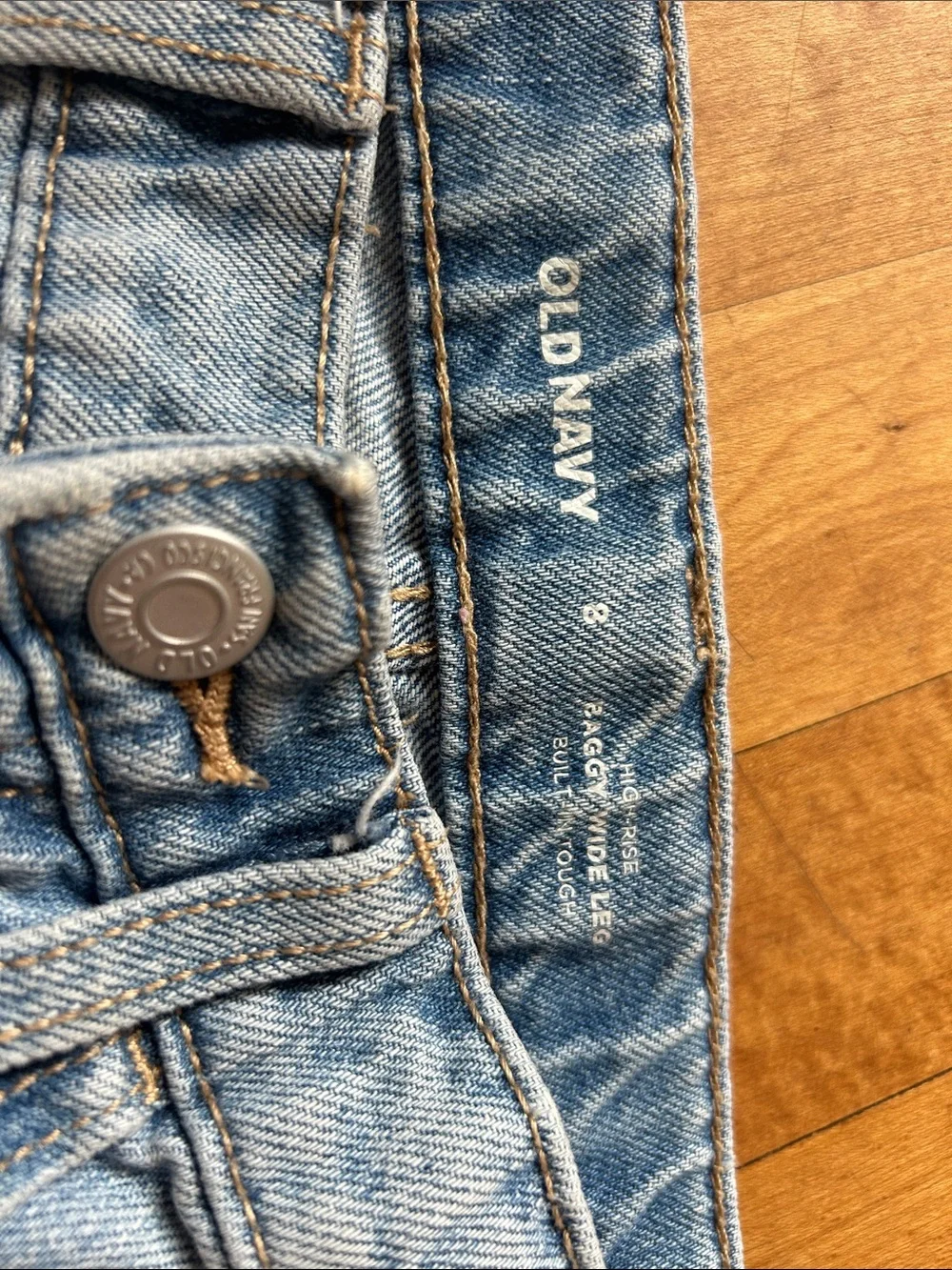Old Navy Light Blue Distressed Baggy Wide-Leg Jeans